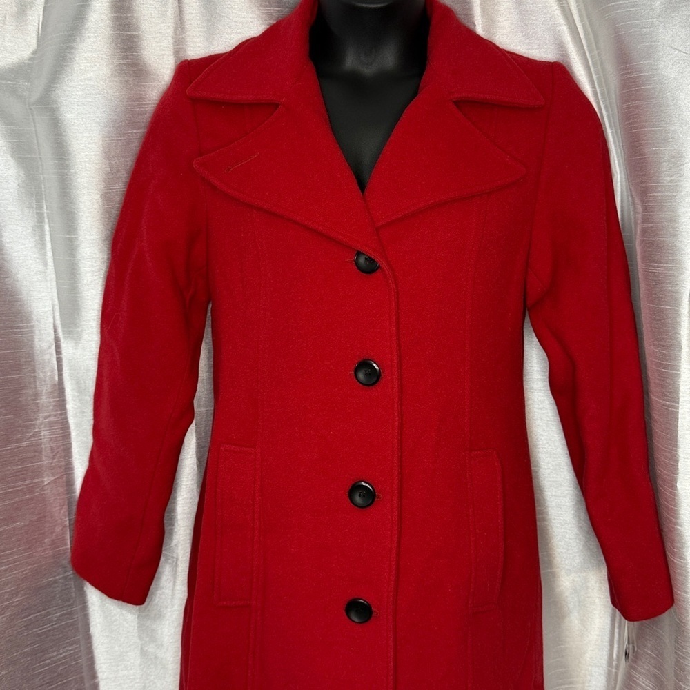 Stephanie Mathews Wool Blend Button Up Coat Medium Lined Dressy Midi Length NWOT